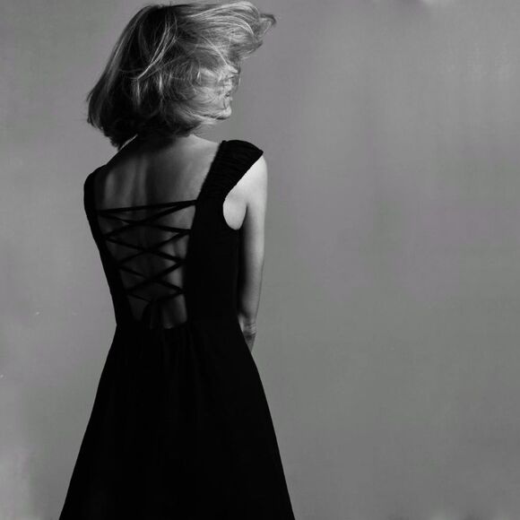 Zara Linen Blend Black Sleeveless Tie Back Midi Dress - Picture 5 of 9